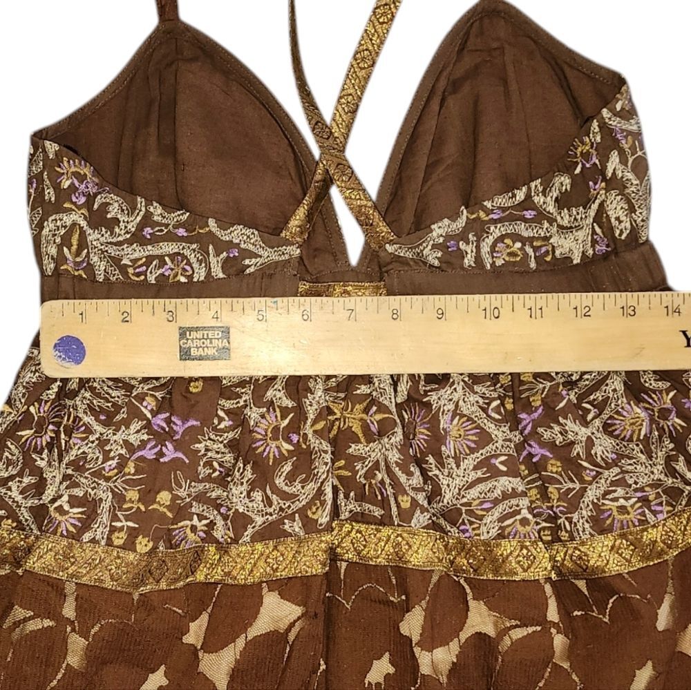 Plenty by Tracy Reese Brown Silk Lined Embroidered Babydoll Mini Dress. Sz. 4 - Picture 7 of 10